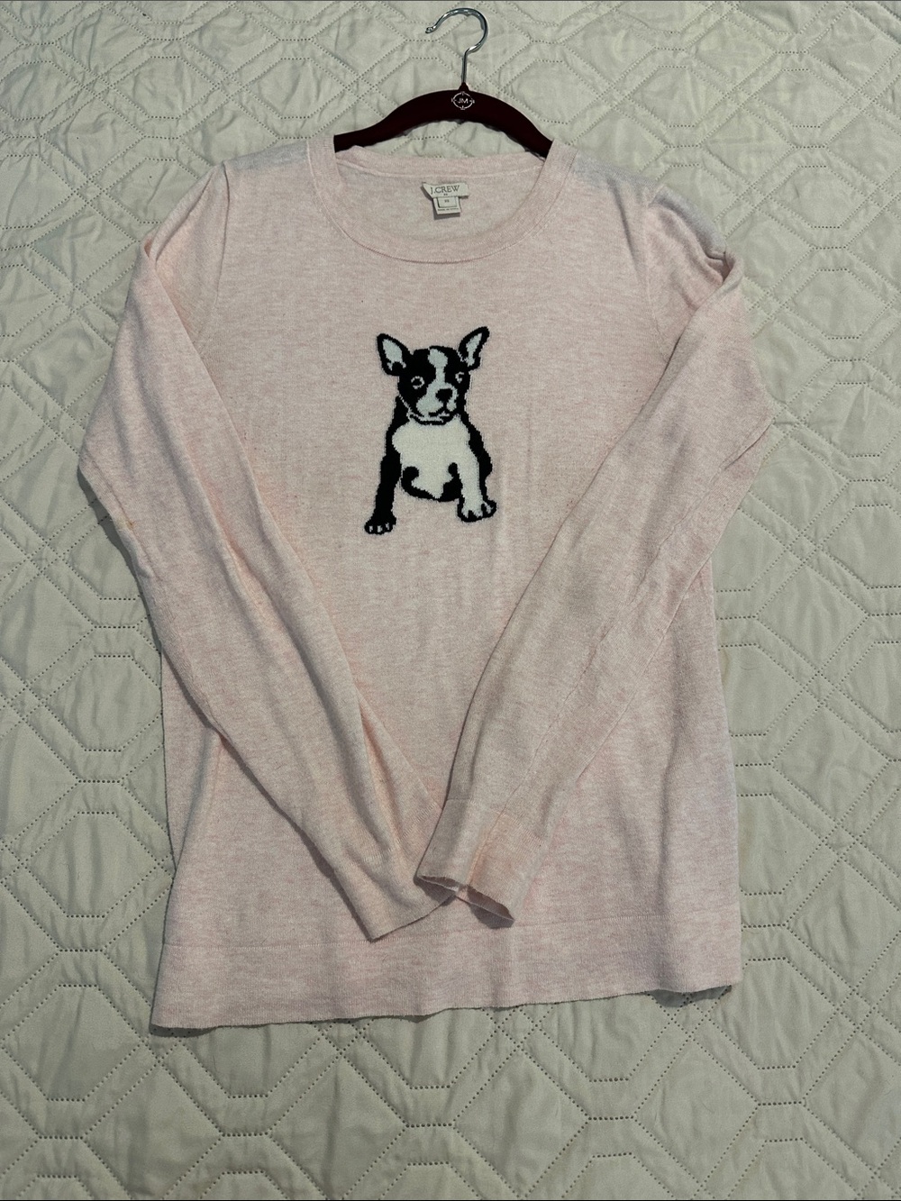 J. Crew Light Pink “puppy” Crewneck Sweater